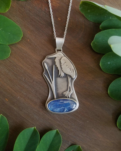 Great Blue Heron and Kyanite Necklace