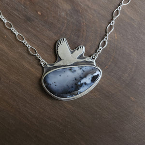 Sandhill Crane Necklace with Dendritic Agate