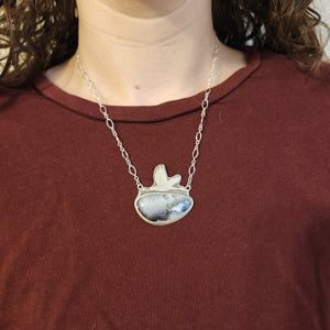 Sandhill Crane Necklace with Dendritic Agate