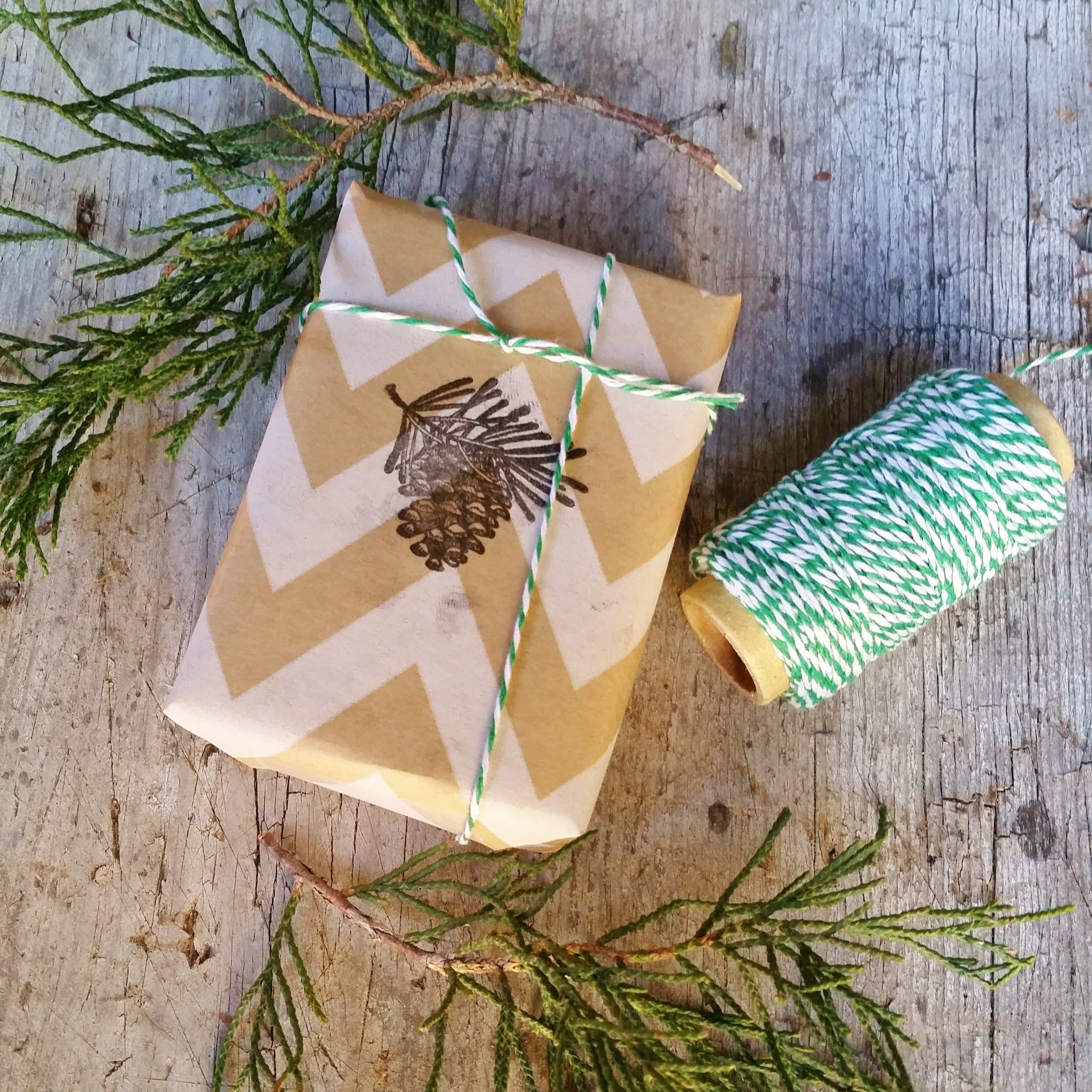 Pinecone Holiday Gift Wrap